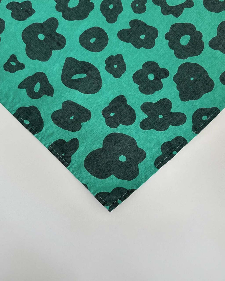 mint napkin with with black abstract flower pattern