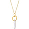 up close of gold necklace with healing crystal
