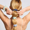 model with all the scrunchies cinched in her hair