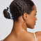 model wearing two scrunchies in a ballerina bun