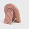 back view of terracotta LED arch desk mirror