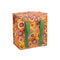 rectangular cooler bag with pink, yellow, and orange 70's inspired floral print and green strap