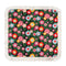 medium foldable picnic mat with colorful mod inspired floral print and white fringe