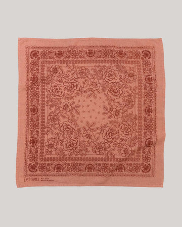 rose pink 22 in. x 22 in. square bandana with burgundy floral print