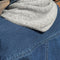 backview of model wearing light grey bandana