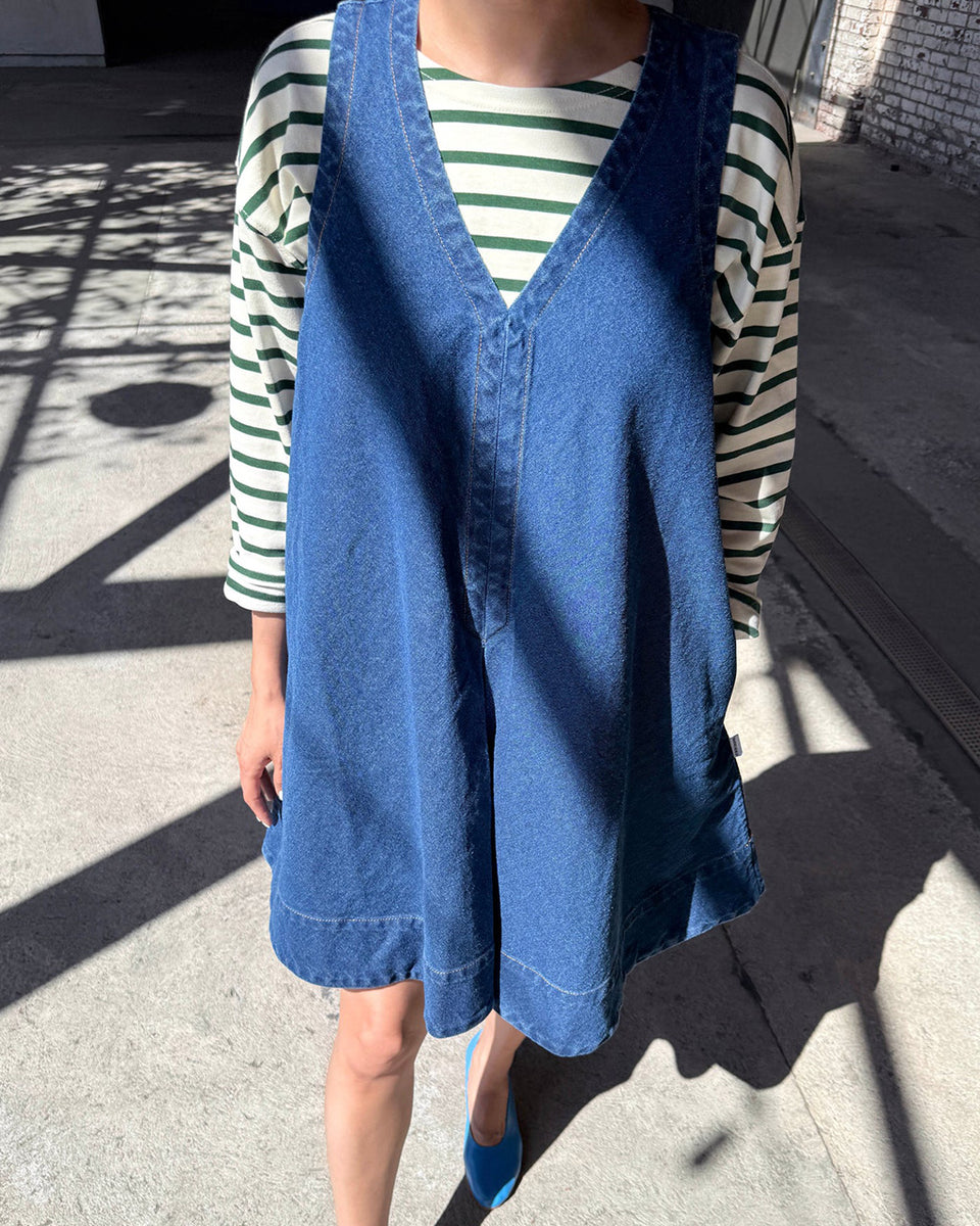 Le Bon Shoppe Mable Cotton Denim Dress | Simple Short Swing Dress
