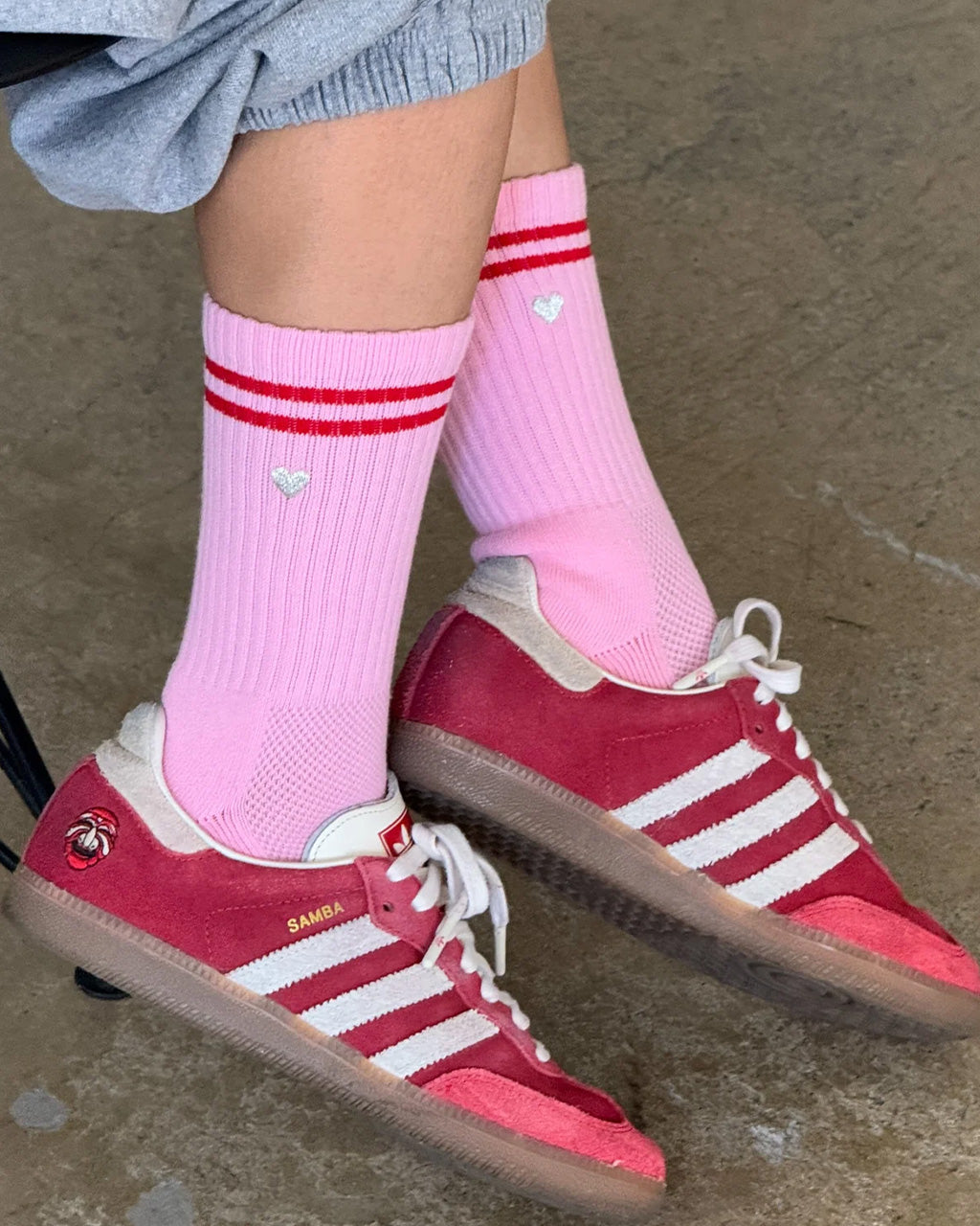 adidas gazelle silver green womens Embroidered Boyfriend Socks