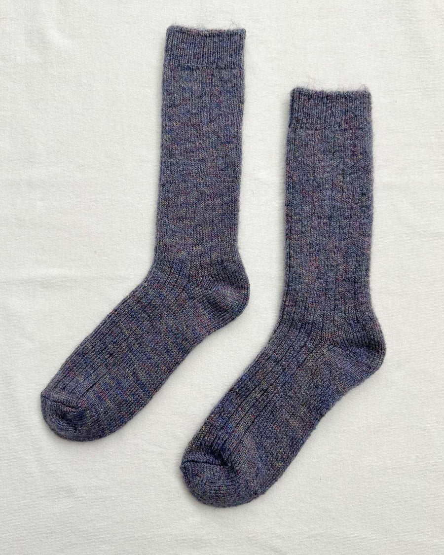 high crew fuzzy lavender socks