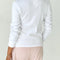 back view of model wearing white pointelle long sleeve tee