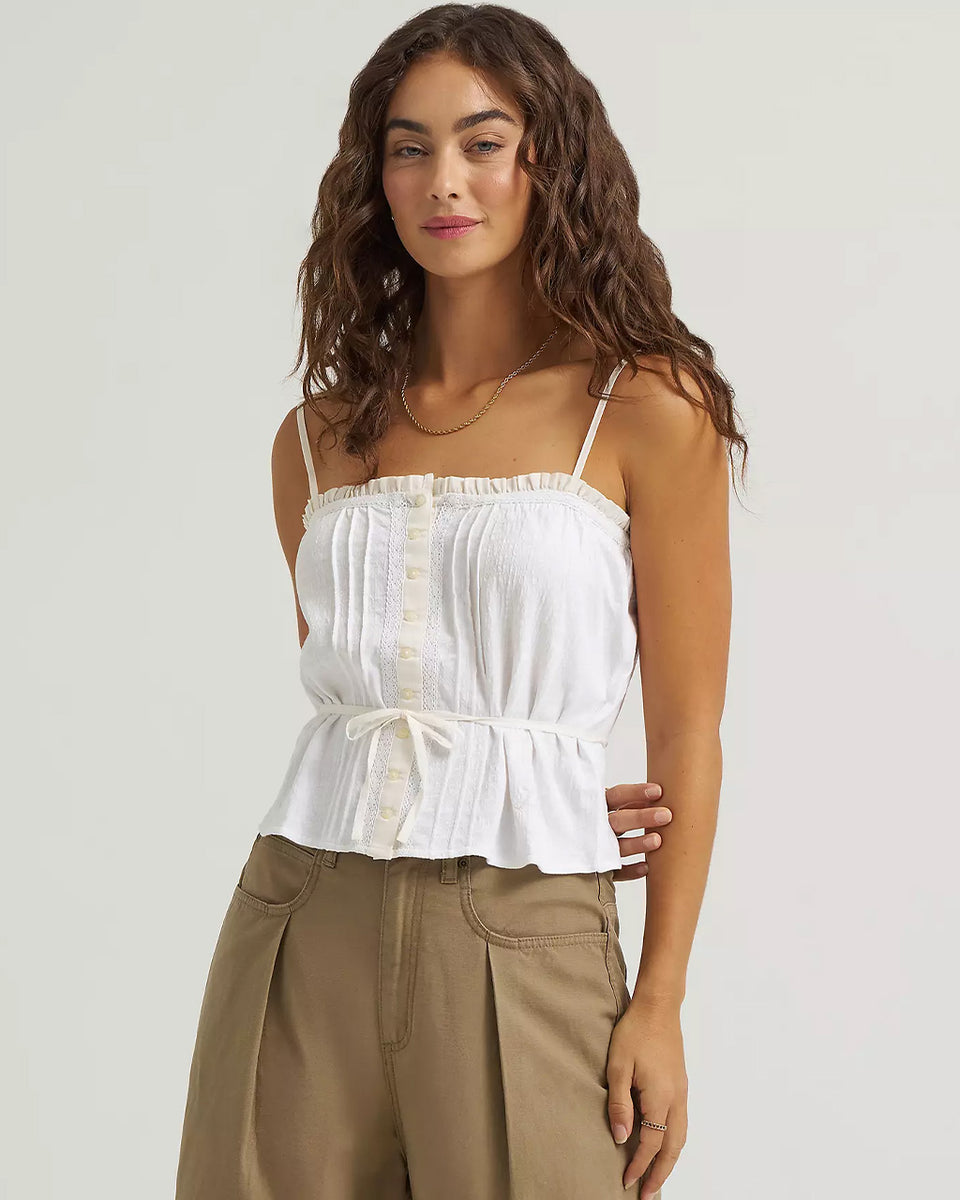Lace Trim Cami Top - Bright White – ban.do