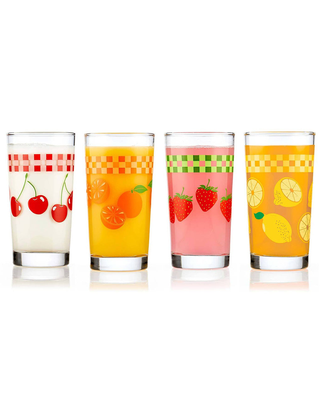 Libbey Vintage Juice Glasses, 11 ounce, Assorted, Set of 4