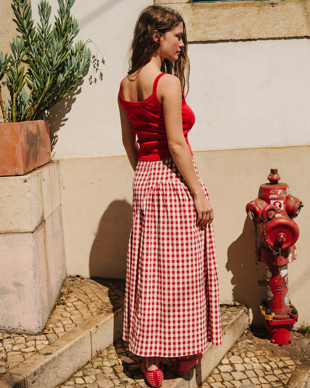 Maeve Midi Skirt - Cherry – ban.do