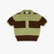 brown and mint striped short sleeve polo sweater