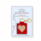 red needlepoint keychain kit with baby blue trim, tan heart and gold hardware