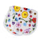 folded white makeup eraser with colorful wildflower print