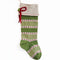 green and white stripe cotton stocking with cream cuff, red box and red dot detail