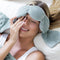 model with sage weighted eye mask over their eyes
