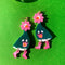 goose dangle earrings with a flower outfit on