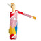 white compact umbrella with wooden duck head handle and colorful abstract shape print