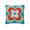 blue, green, rust and lavender abstract flower square throw pillow