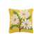 square throw pillow with yellow ground and daisy flowers throughout