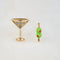 set of two stud earrings: martini glass and two olives on a skewer