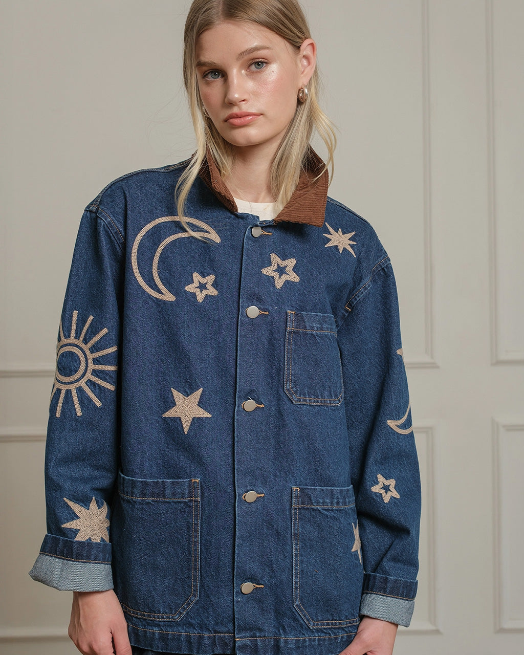 Celestial Embroidered Denim Jacket – ban.do