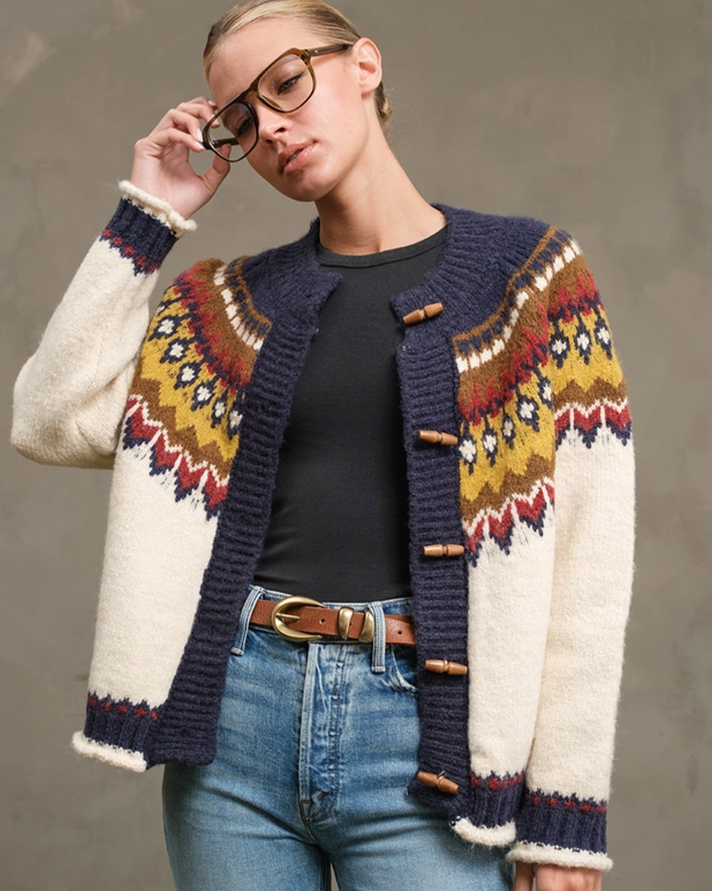 Nordic Pattern Toggle Knit Cardigan – ban.do