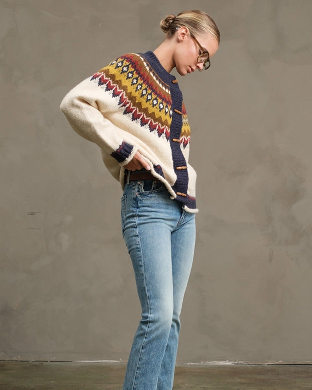 Nordic Pattern Toggle Knit Cardigan – ban.do