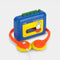 miffy cassette player with primary color scheme and has orange and yellow headphones