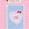 periwinkle sticker book with white polka dots and doily heart that says 'it's the little memories that will last a lifetime' on a pink polka dot background