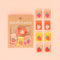 set of 8 multicolor sewing labels with a strawberry in the center
