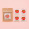 set of 4 sewing labels with a tomato pincushion and says 'HANDMADE'