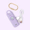 lavender birdie personal security alarm with brass hanger and USB charger