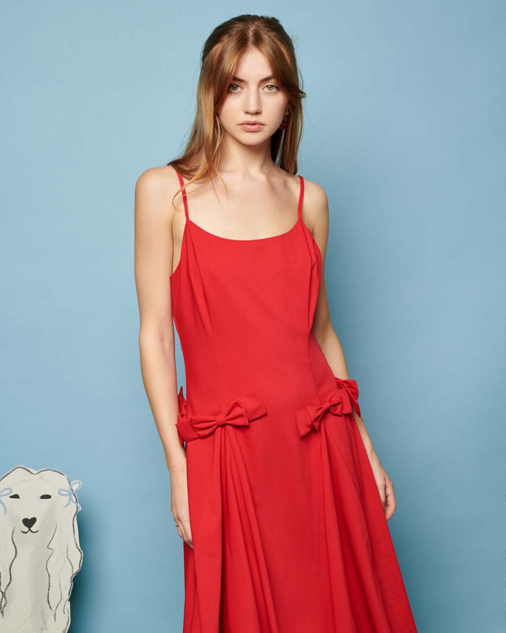 red cami midi dress Polka Dot Satin Cami Dress Red