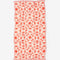 cream and coral red half sun turkish towel with fringe