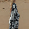 cream and black large floral driftweave beach blanket
