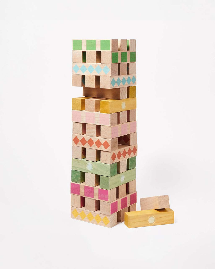colorful wooden jumbling tower
