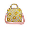 yellow and lavender trippy checker skate bag with cute daisy print