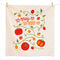 tea towel with all over tomato print that says 'to-may-to, to-mah-to'