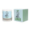 lavender scented candle with linus graphic and box