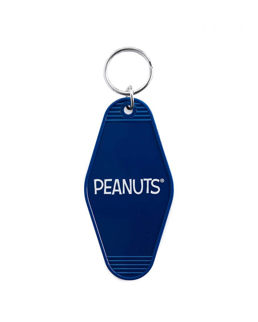 back view of key tag with 'peanuts' across it
