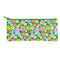 green leatherette pencil pouch with colorful all over floral print