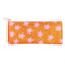 red leatherette pencil pouch with pink retro flowers