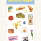 set of 2 sticker sheets with realistic breakfast items