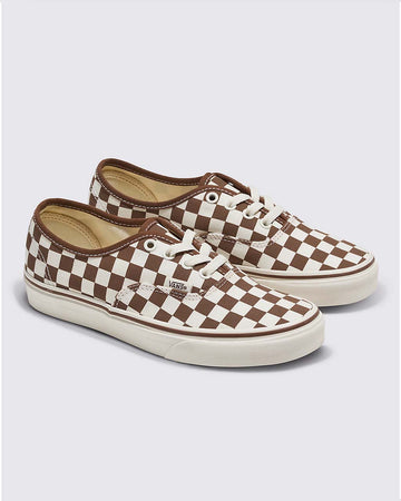 dark brown and white checkered vans authentic sneakers