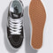 top and bottom view of black and white classic vans sk8-hi tapered shoes