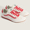 white super low pro with red trim, laces, and iconic stripe