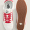 top and bottom view of white super low pro with red trim, laces, and iconic stripe