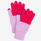 fuschia and lilac color block gloves with tech compatible fingertips